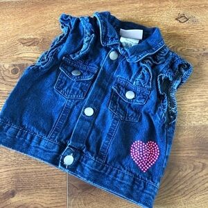 Little Lass 100% cotton button up jean vest in size 24 months